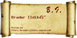Brader Ildikó névjegykártya